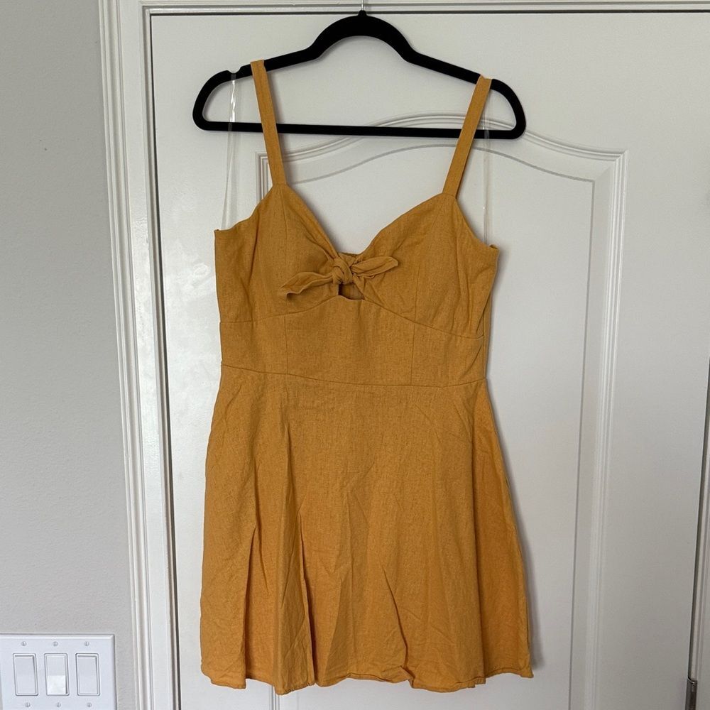 Size XL Golden Mustard Tie-Front Sundress